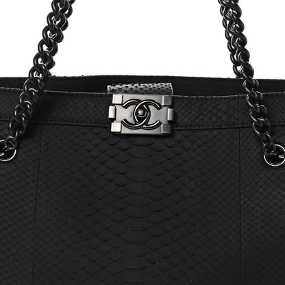 Chanel Snakeskin Boy Shopping Tote So Black 7 of 10