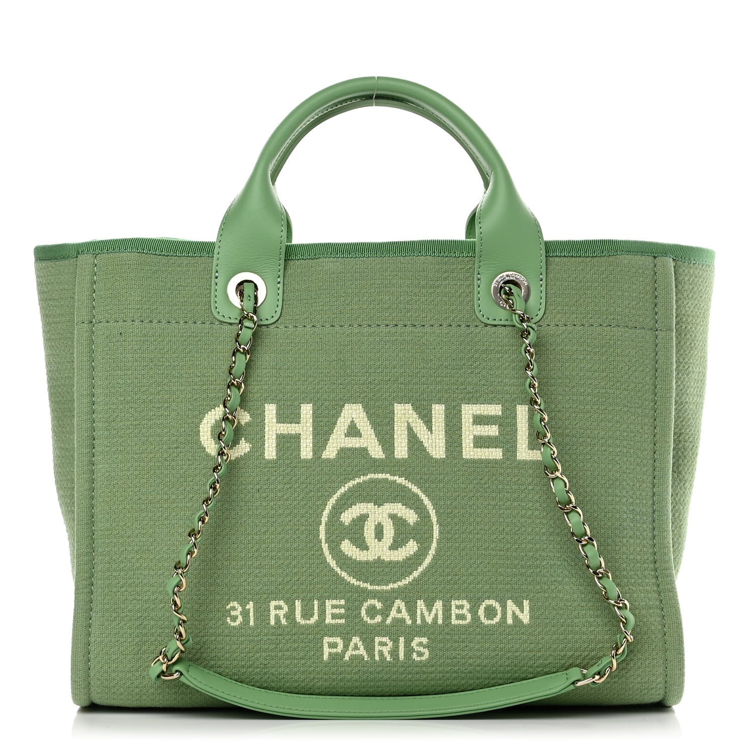 Chanel Mixed Fibers Small Deauville Tote Green 3 of 12