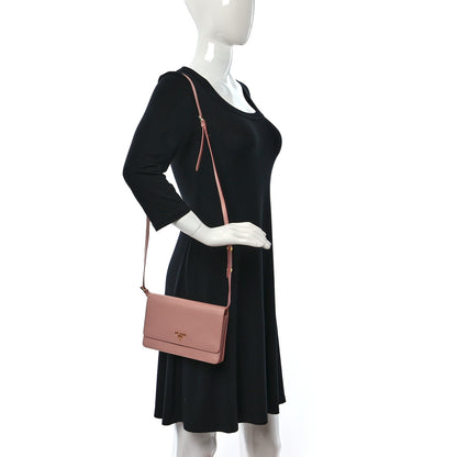 Prada Saffiano Metal Flap Wallet With Strap Orchidea 2 of 10