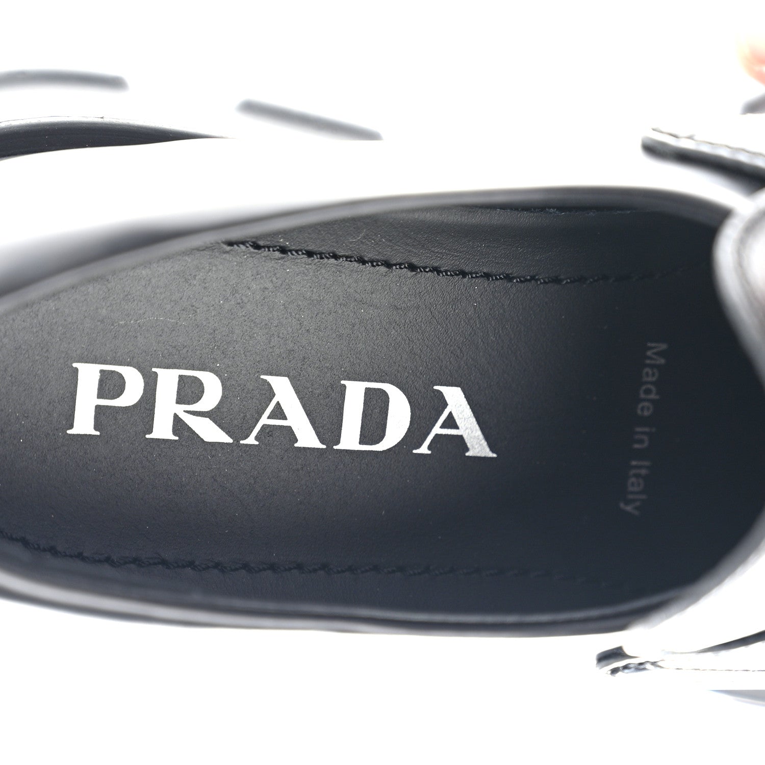 Prada Spazzolato Rois Metal Triangle Logo Monolith 55mm Loafers 38 Black 7 of 8
