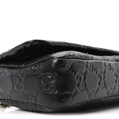 Gucci Lambskin Embossed Mini GG Milano Top Handle Shoulder Bag Black 9 of 10