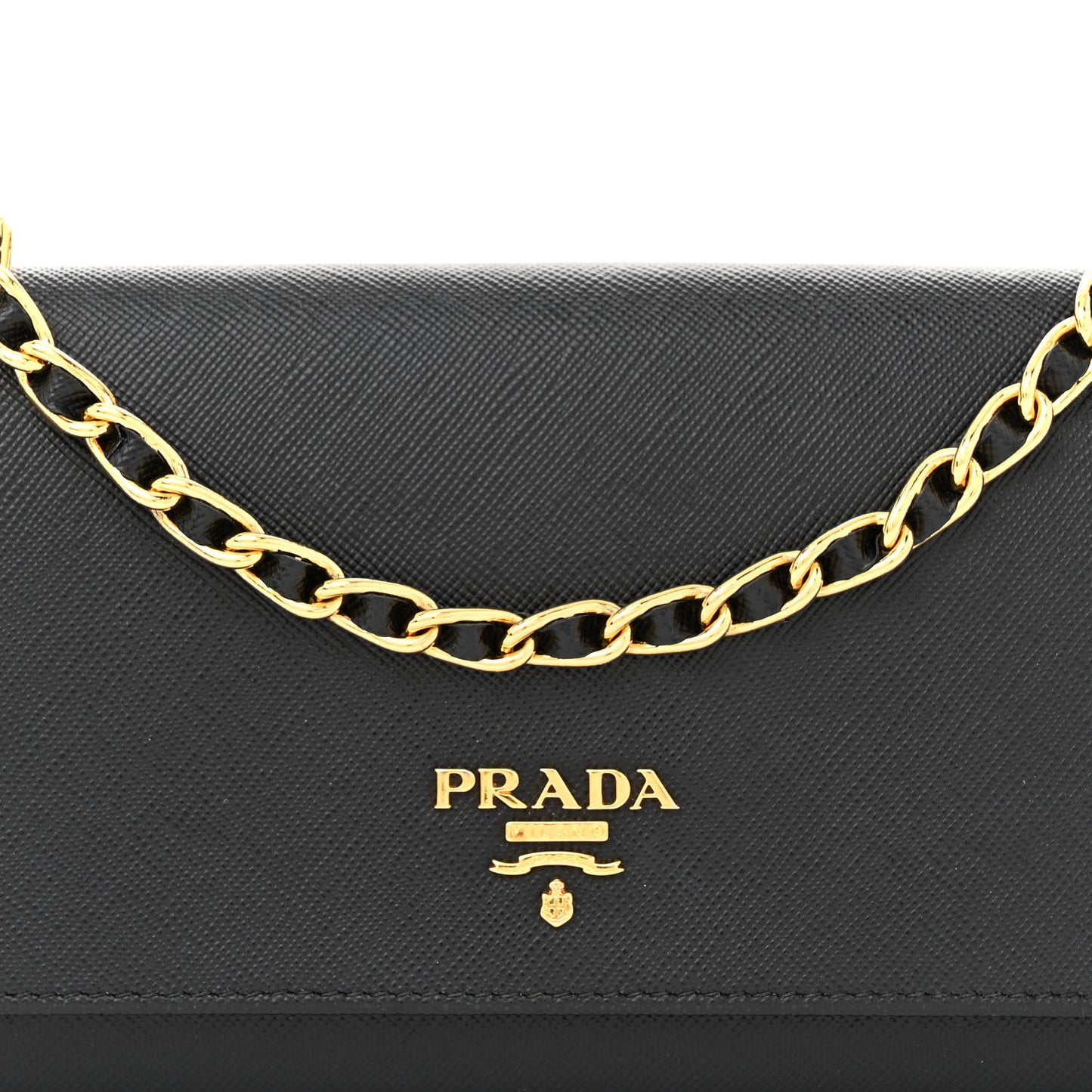 Saffiano Metal Oro Chain Wallet Black