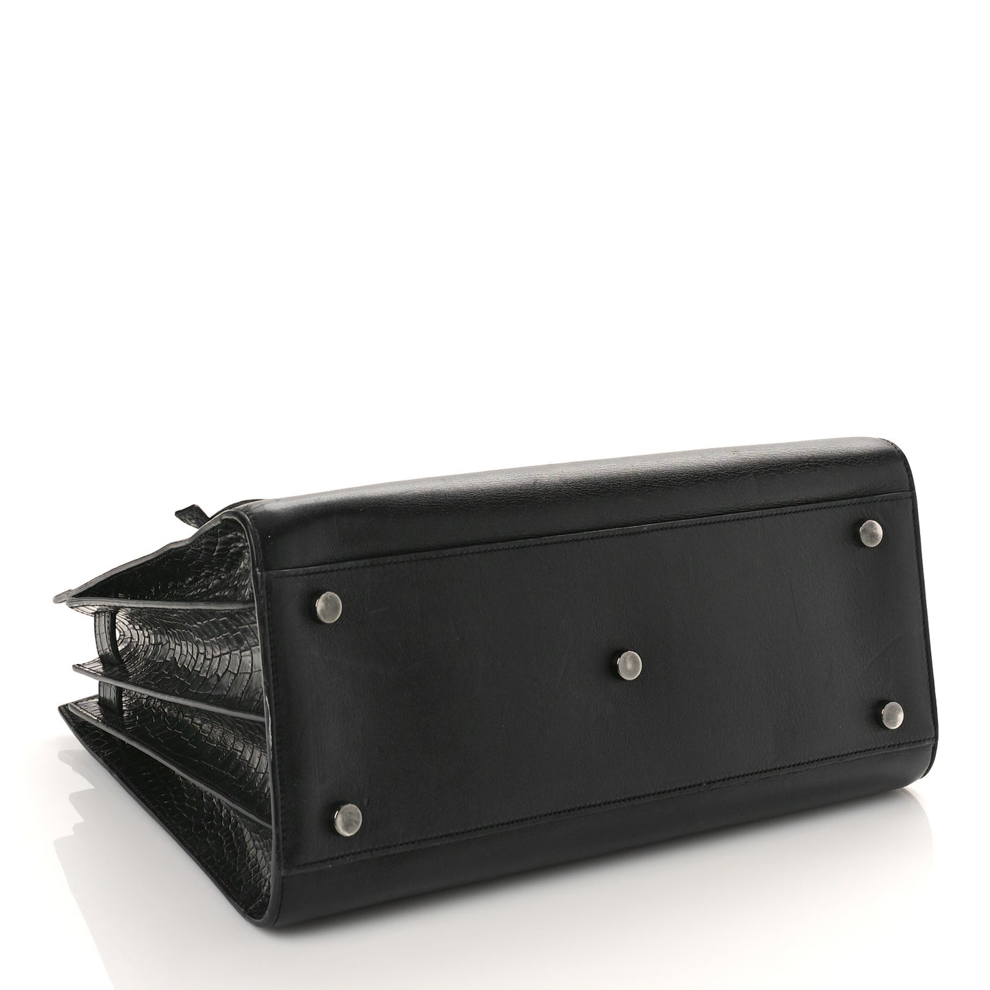 Calfskin Crocodile Embossed Small Sac de Jour Black