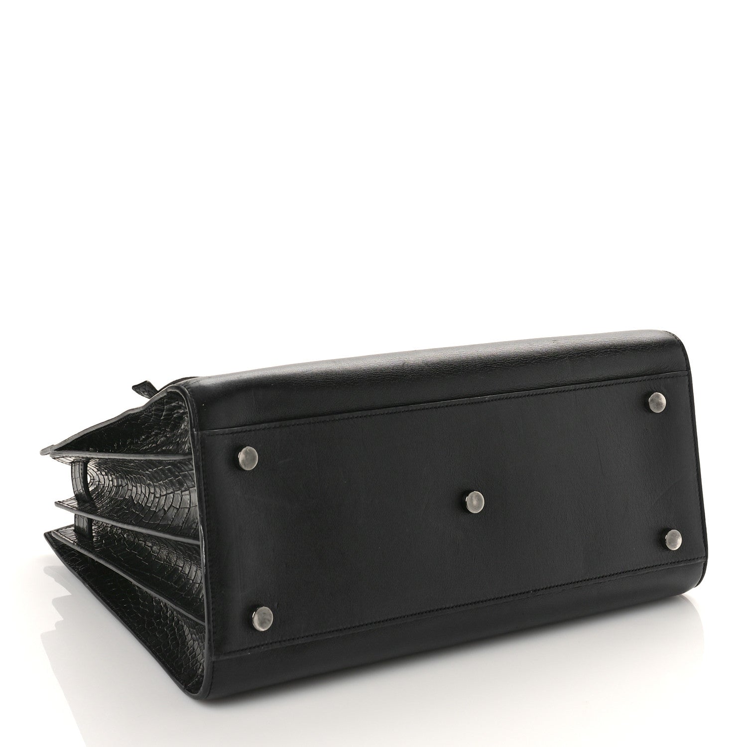Saint Laurent Calfskin Crocodile Embossed Small Sac de Jour Black 4 of 9