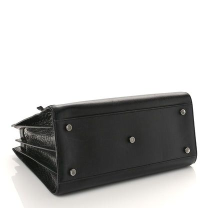 Saint Laurent Calfskin Crocodile Embossed Small Sac de Jour Black 4 of 9
