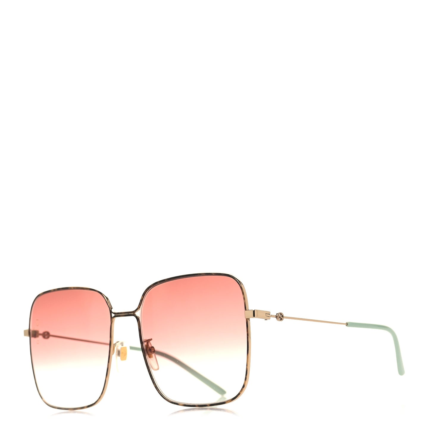 Metal Square Frame Sunglasses GG0443S Gold Pink