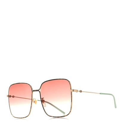 Gucci Metal Square Frame Sunglasses GG0443S Gold Pink 1 of 7