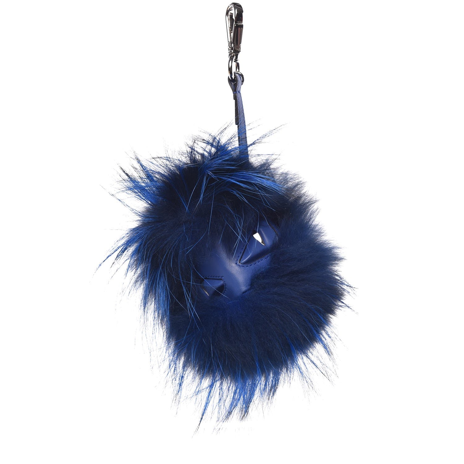 Fendi Fox Fur Vitello Century Monster Bag Bug Cube Charm Neon Blue 1 of 4