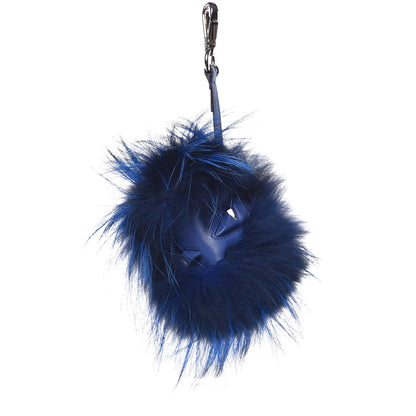 Fendi Fox Fur Vitello Century Monster Bag Bug Cube Charm Neon Blue 1 of 4