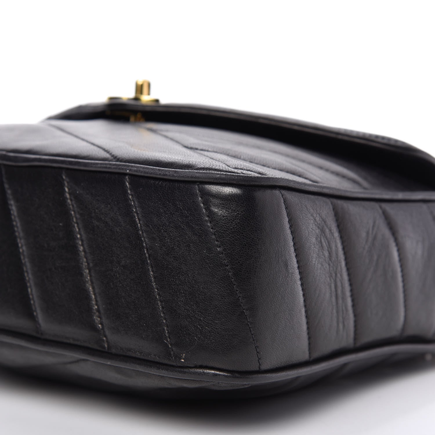 Chanel Lambskin Chevron Quilted Tassel Camera Case Black 7 of 12