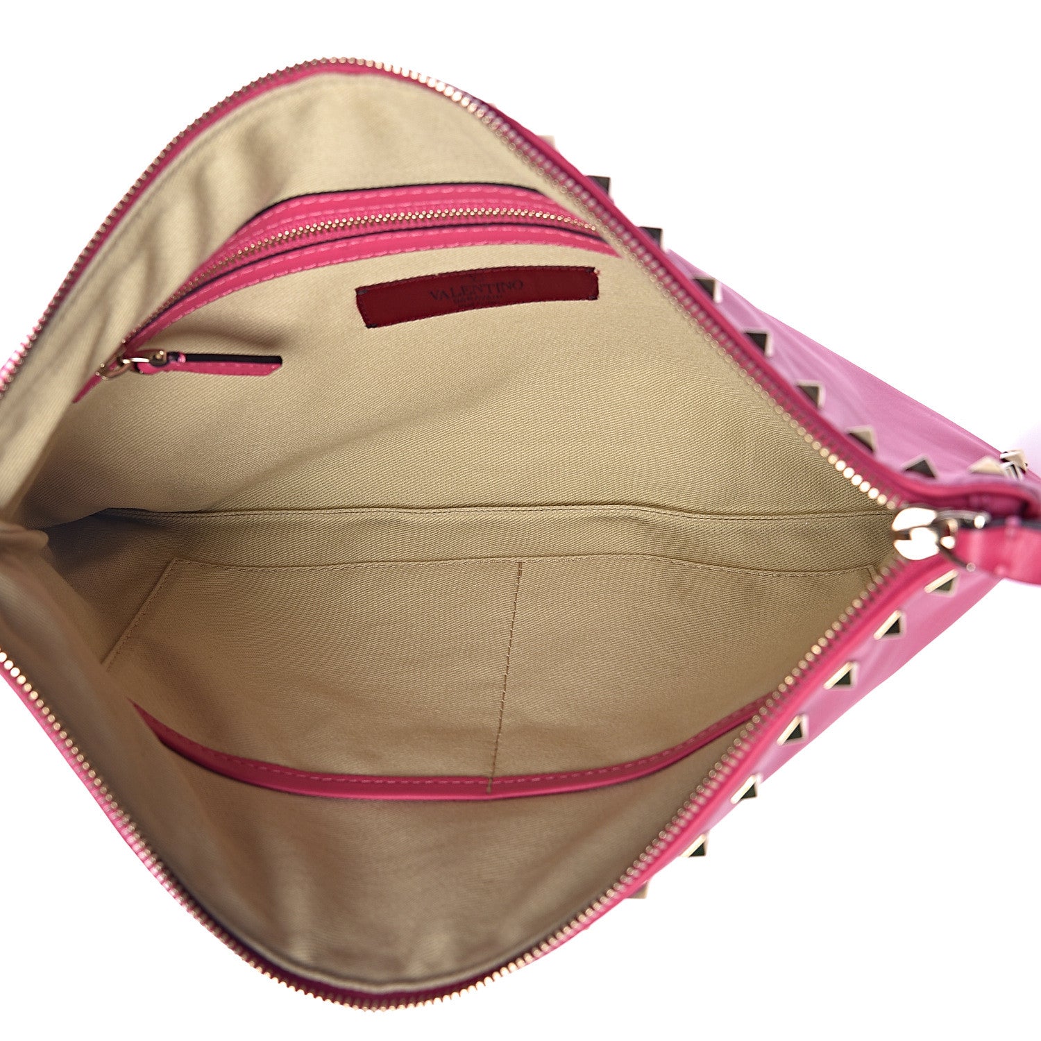 Valentino Garavani Vitello Large Rockstud Zip Wristlet Pouch Pop Fuxia 5 of 6
