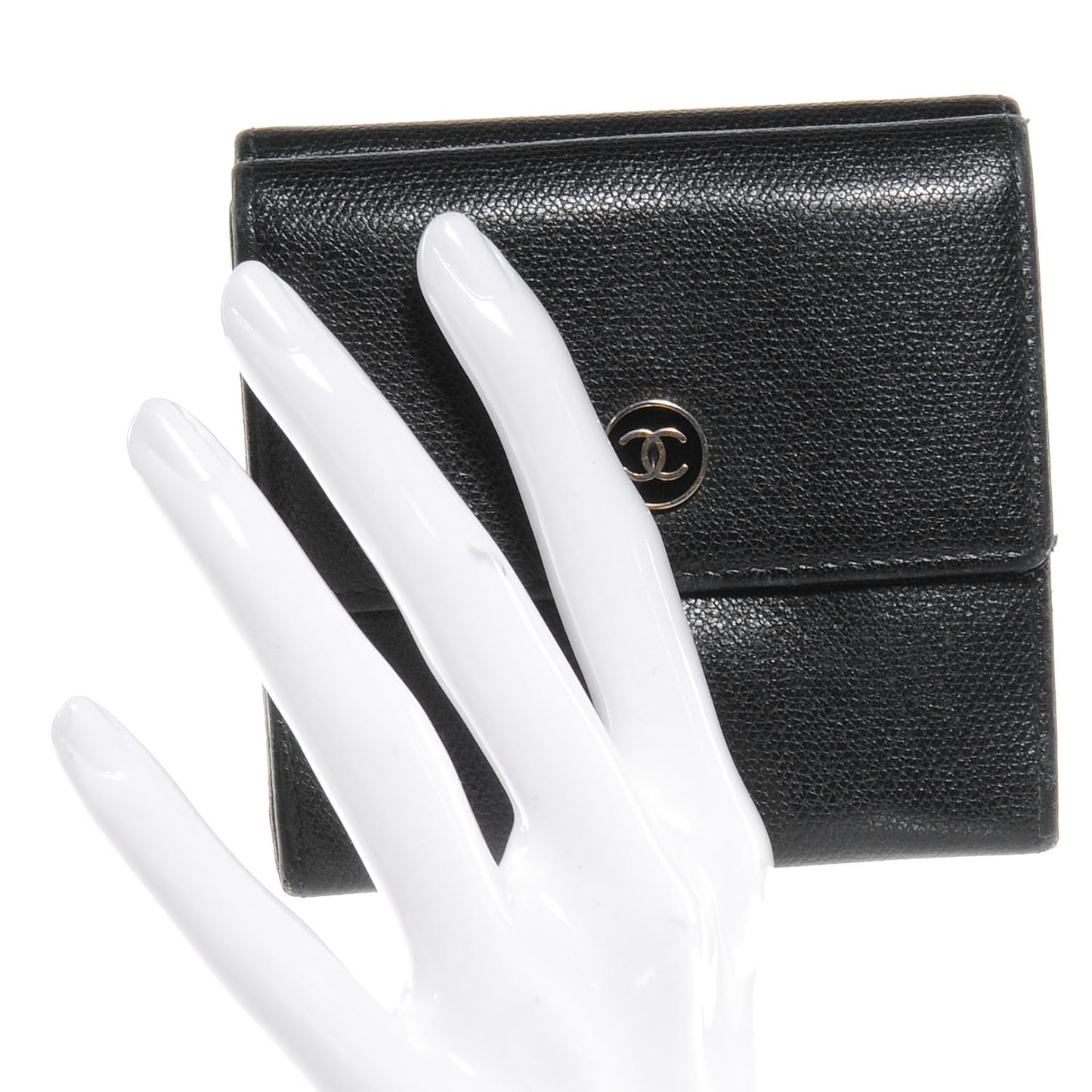 Leather CC Compact Wallet Black