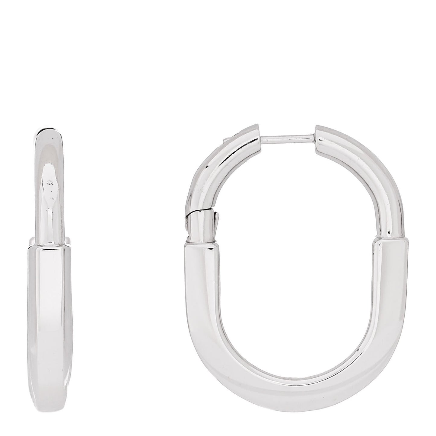 18K White Gold Medium Lock Earrings