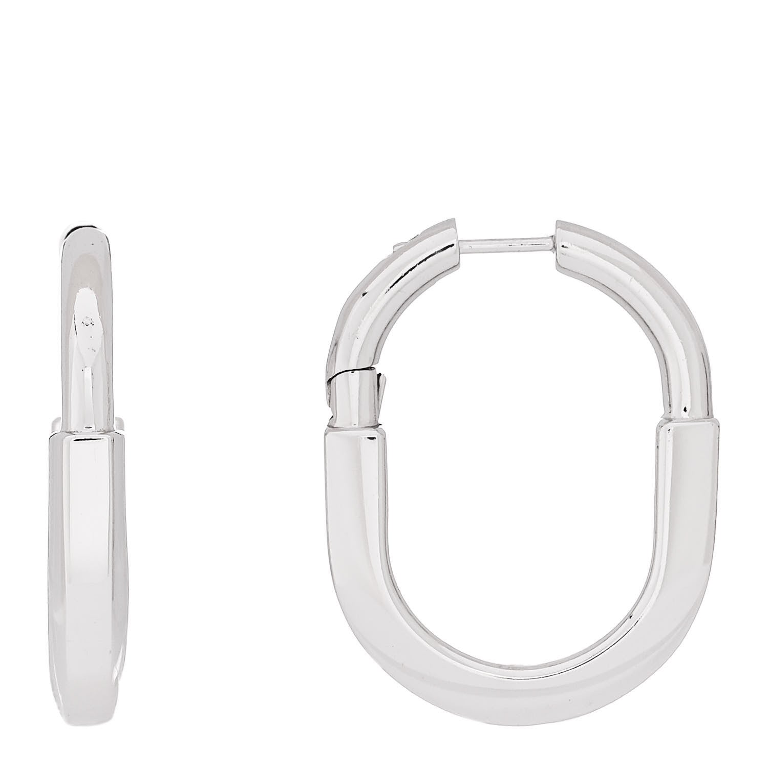 Tiffany 18K White Gold Medium Lock Earrings 1 of 4