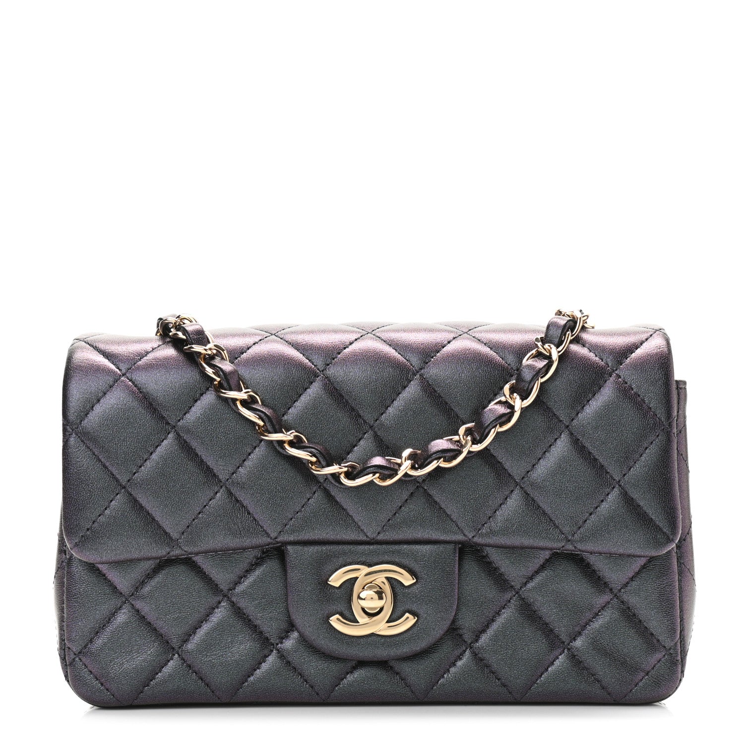 Chanel Iridescent Lambskin Quilted Mini Rectangular Flap Black 1 of 11