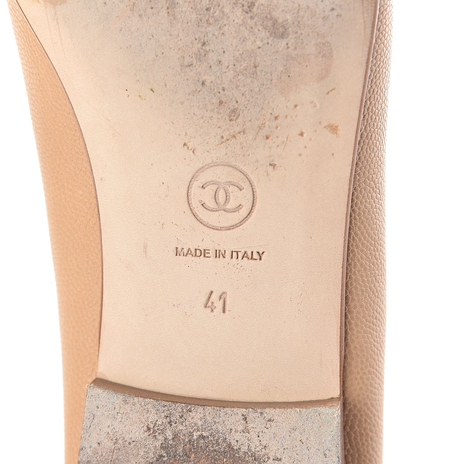 Chanel Caviar CC Cap Toe Ballerina Flats 41 Beige 6 of 7