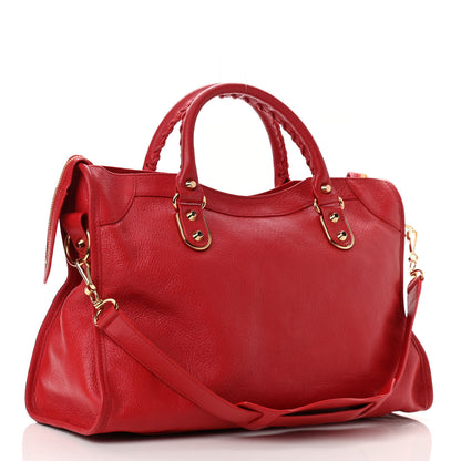 Balenciaga Chevre Gold Metallic Edge Hardware City Rouge Grenade 3 of 10