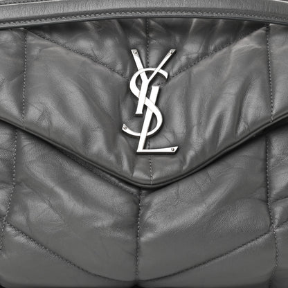 Saint Laurent Calfskin Quilted Medium Loulou Puffer Monogram Chain Satchel Storm 9 of 12