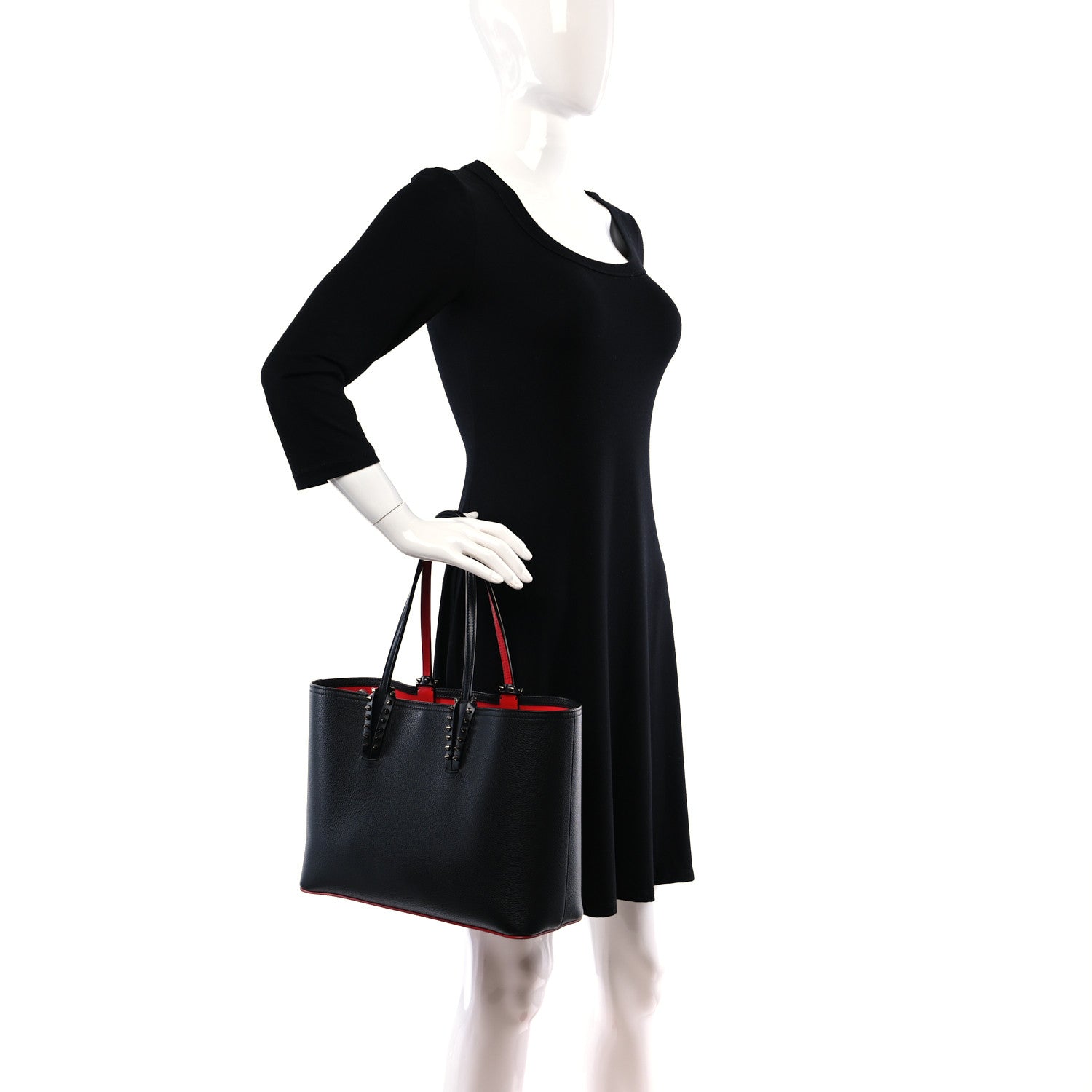 Christian Louboutin Calfskin Empire Spikes Small East West Cabata Tote Black 2 of 11
