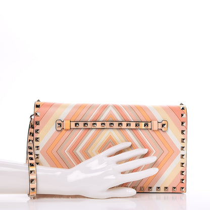 Valentino Garavani Nappa Native Couture 1975 Rockstud Wristlet Clutch Mandarin Sorbet 2 of 8