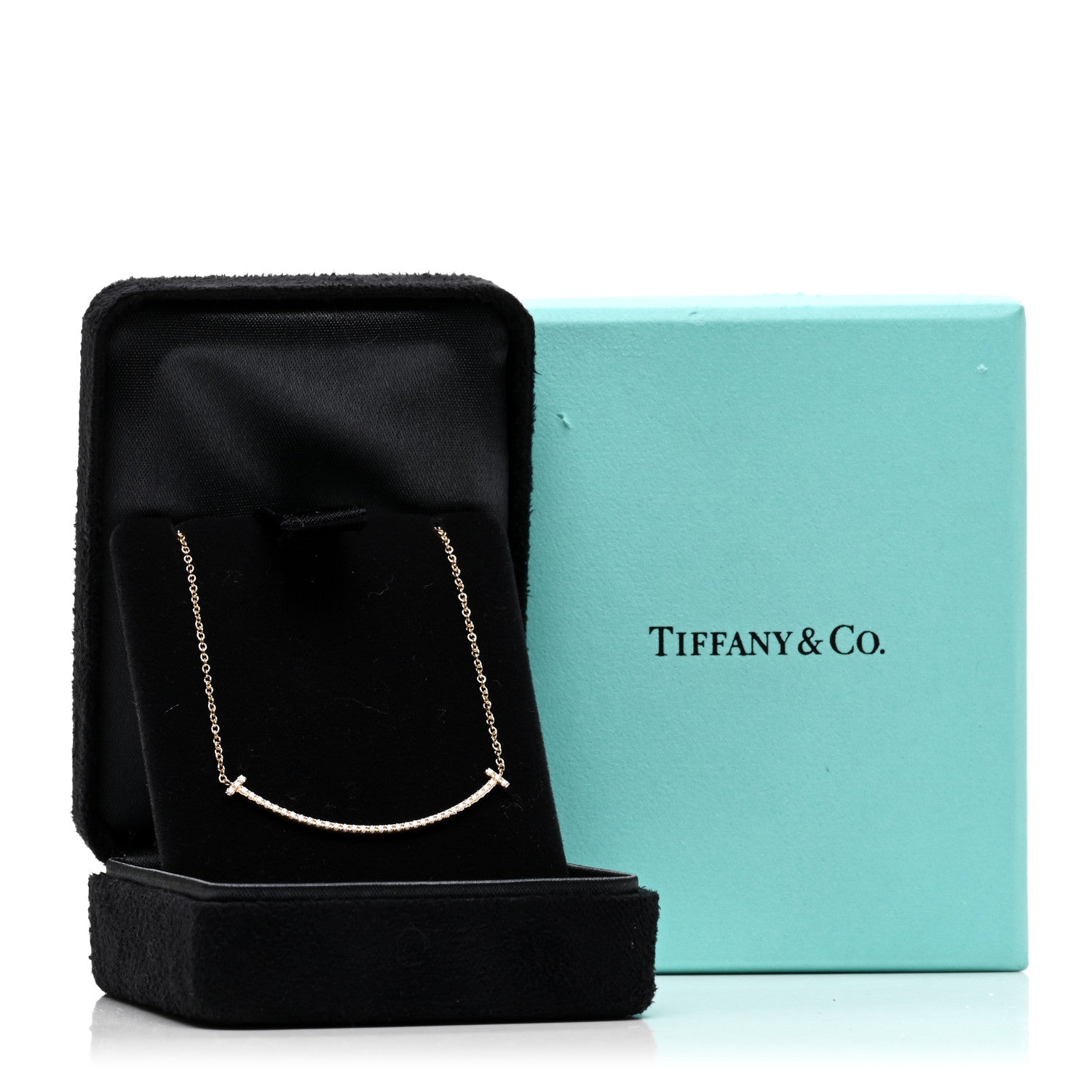 Tiffany 18K Yellow Gold Diamond Small T Smile Pendant Necklace 5 of 5