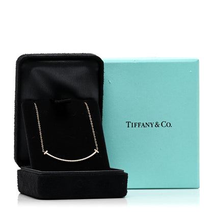 Tiffany 18K Yellow Gold Diamond Small T Smile Pendant Necklace 5 of 5