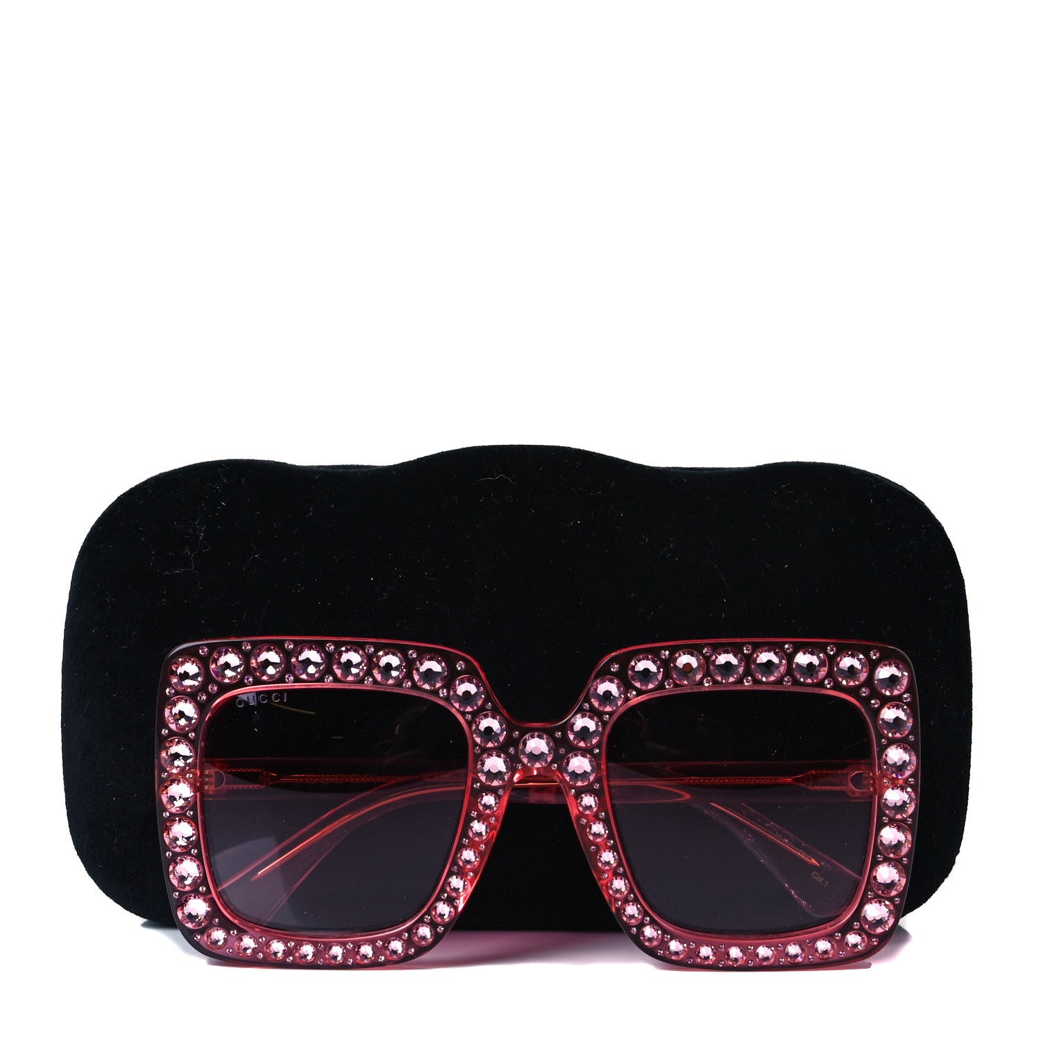 Gucci Crystal Square Frame Sunglasses GG0148S Pink 5 of 5