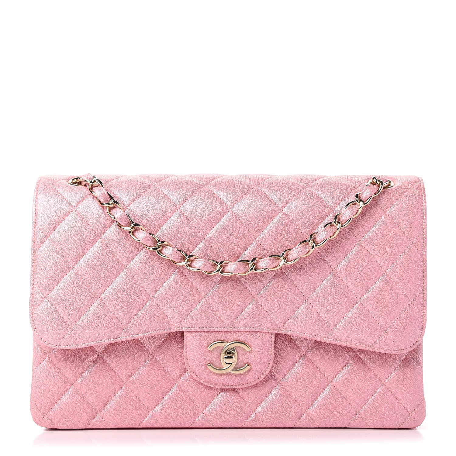Chanel Iridescent Caviar Quilted Jumbo Double Flap Rose Pink 1 of 11
