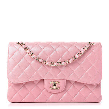Chanel Iridescent Caviar Quilted Jumbo Double Flap Rose Pink 1 of 11
