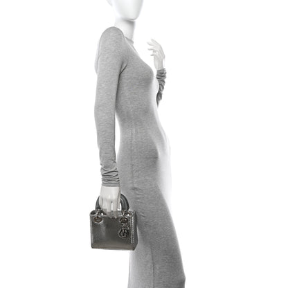 Christian Dior Metallic Snakeskin Mini Lady Dior Silver 2 of 12