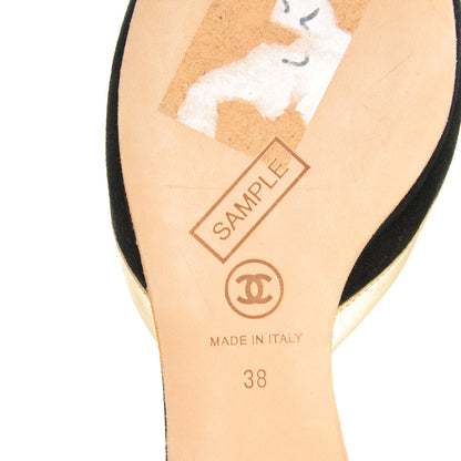 Chanel Metallic Lambskin Suede Tassel Sandals 38 Black Gold 6 of 7
