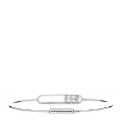 Messika 18K White Gold Diamond Thin Move Bangle Bracelet 4 of 6