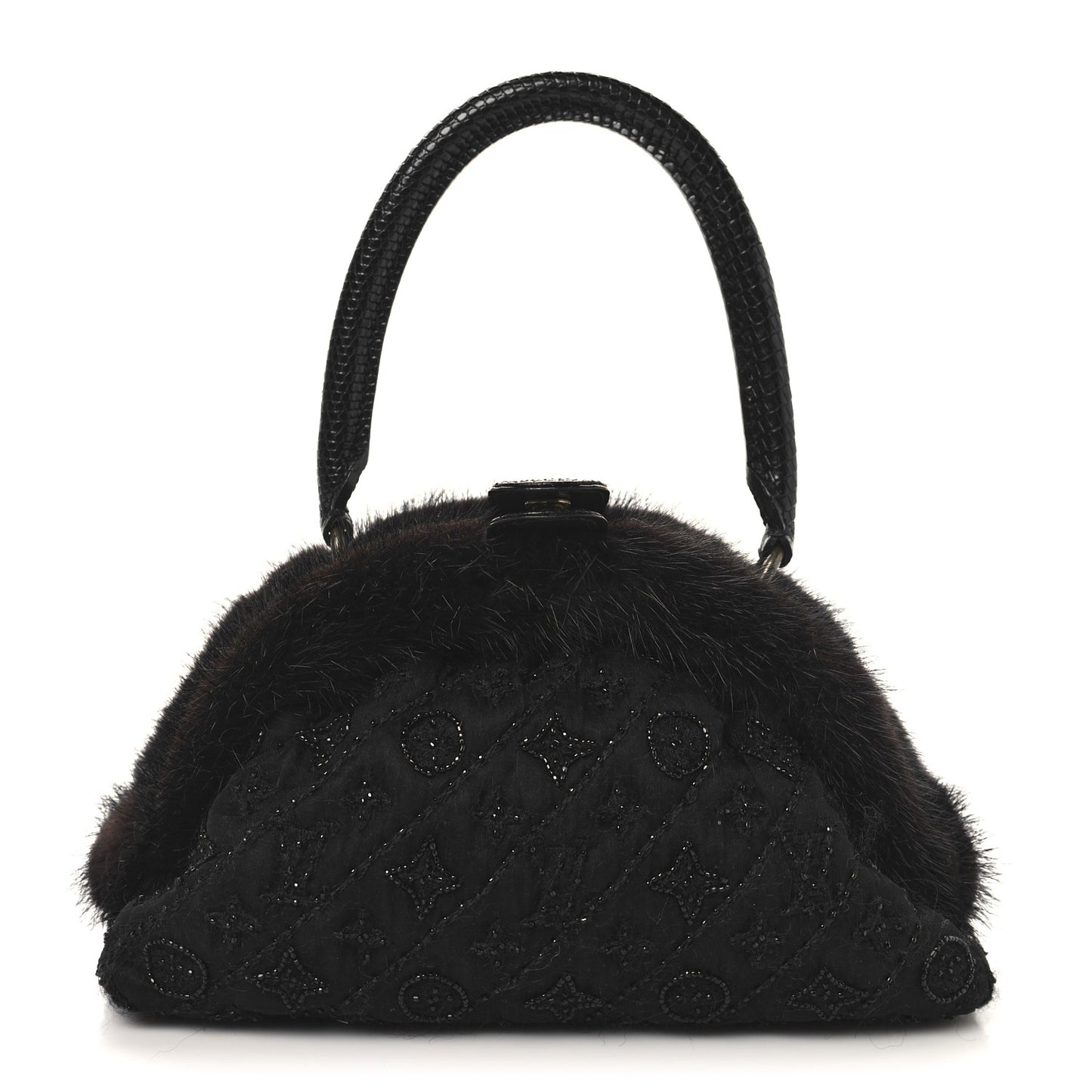 Mousseline Mink Lizard Beaded Demi Lune MM Black