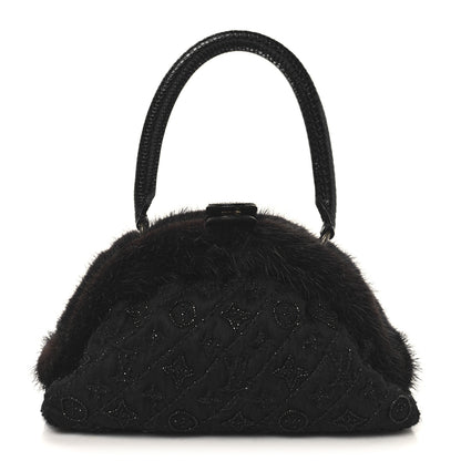 Louis Vuitton Mousseline Mink Lizard Beaded Demi Lune MM Black 1 of 9