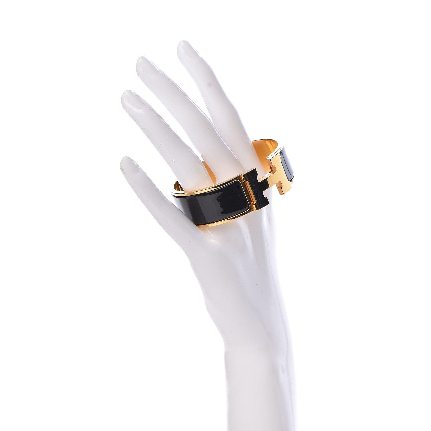 Hermes Enamel Wide Clic Clac H Bracelet GM Black 2 of 6