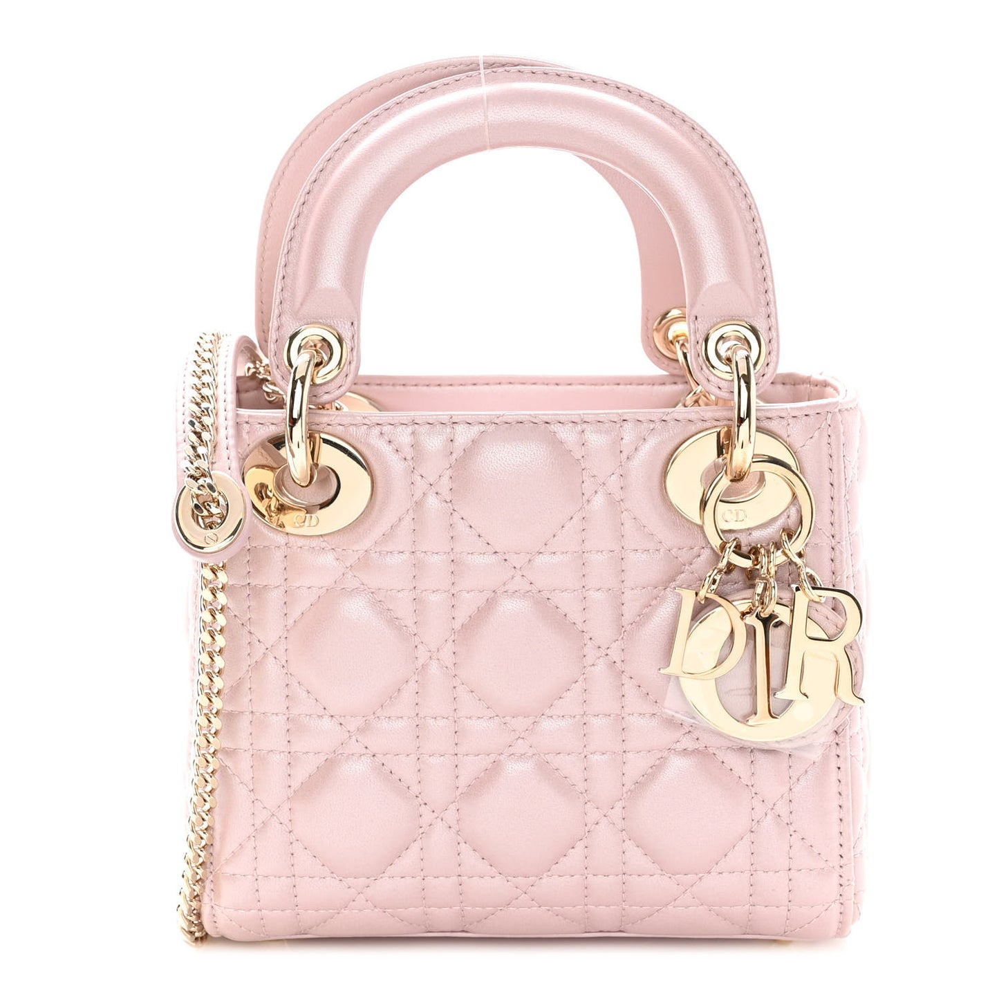 Metallic Lambskin Cannage Mini Lady Dior Lotus