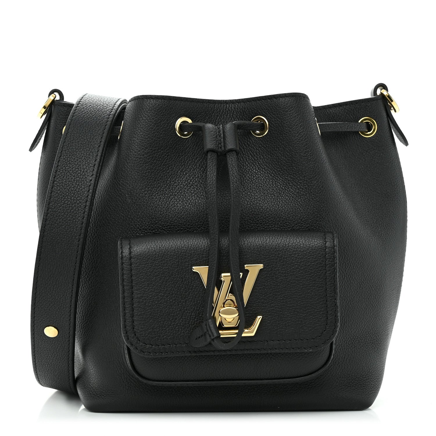 Louis Vuitton Calfskin Lockme Bucket MM Black 1 of 12