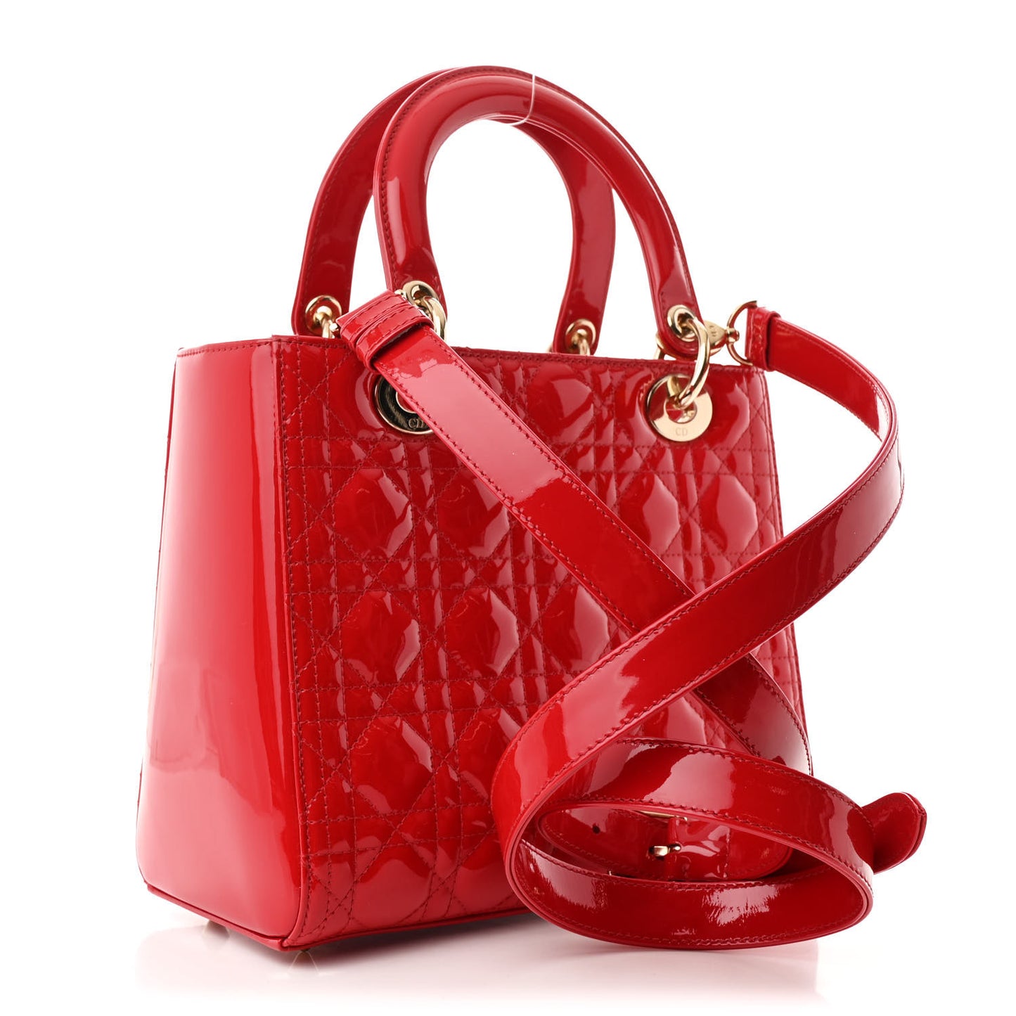 Patent Cannage Medium Lady Dior Red