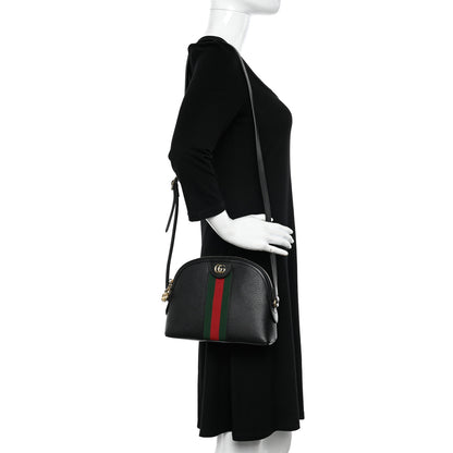 Gucci Calfskin GG Web Small Ophidia Dome Shoulder Bag Black 2 of 10
