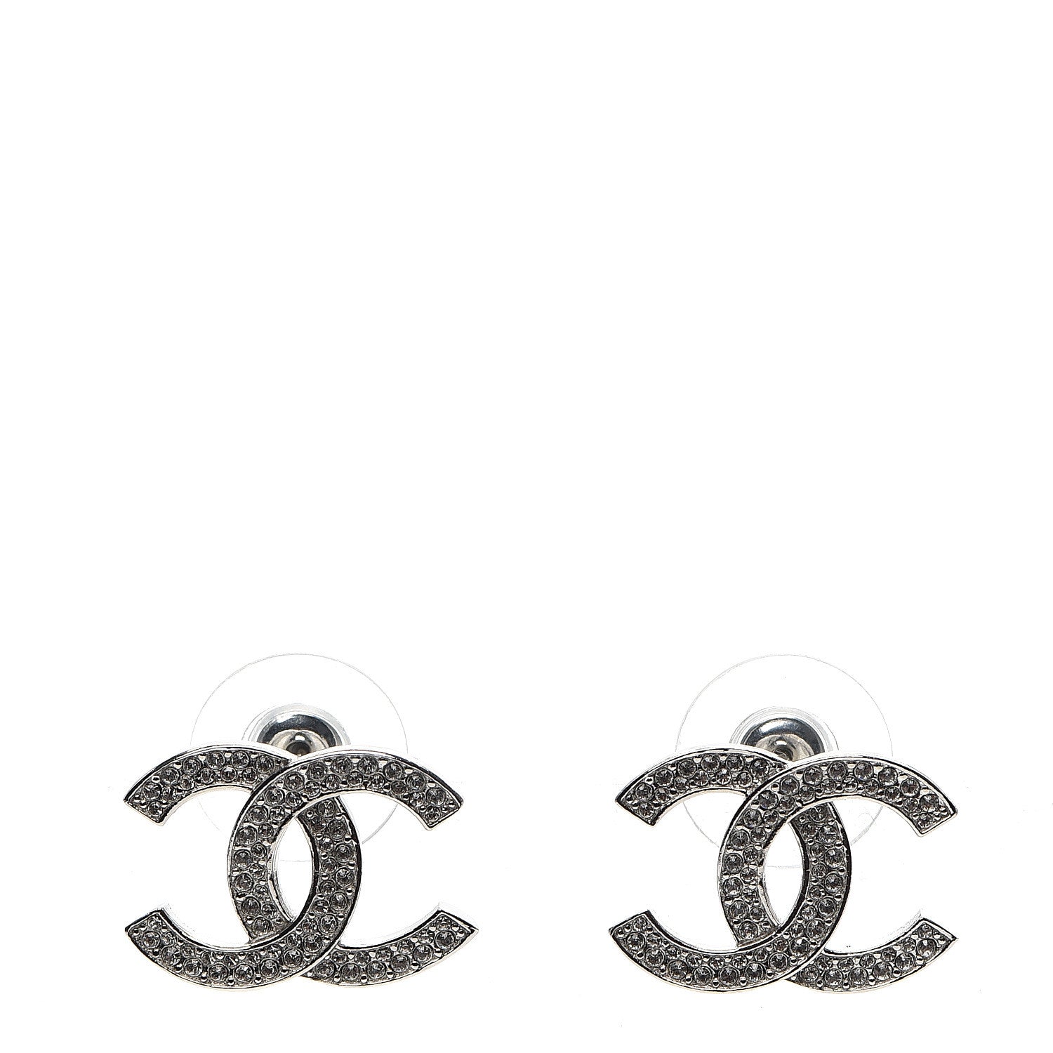 Chanel Crystal Palais Garnier CC Earrings Silver 1 of 5