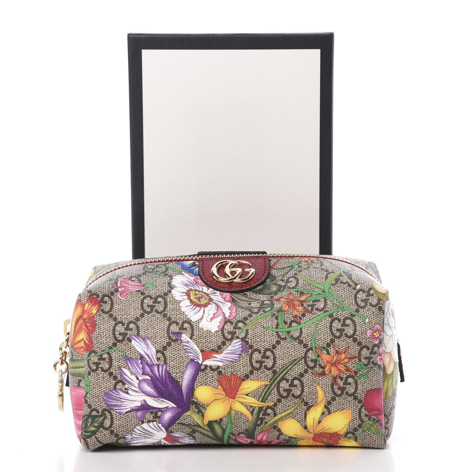 Gucci Soft GG Supreme Monogram Flora Calfskin Medium Ophidia Cosmetic Case Beige Ebony Multicolor Rosso 7 of 7