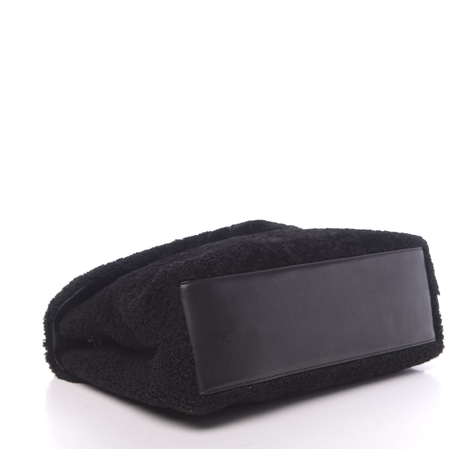 Shearling Monogram Medium Loulou Shoulder Bag Black