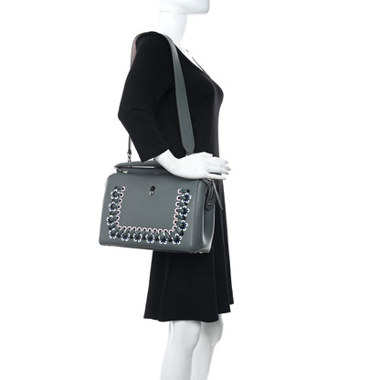 Fendi Vitello Baltico Shiny Nappa Lace Up Floral Dotcom Satchel Malachite 2 of 11