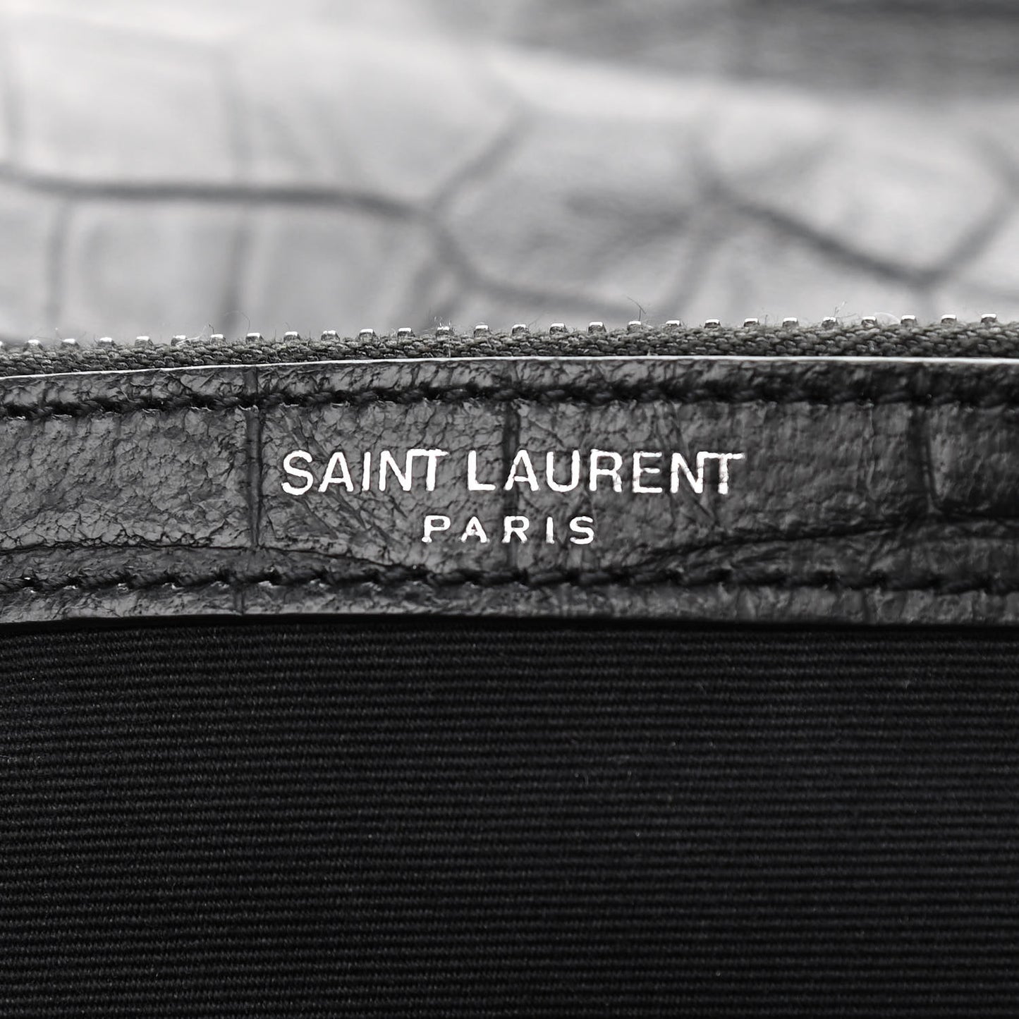 Calfskin Crocodile Embossed Medium West Hollywood Monogram Fold-Over Black