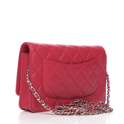 Chanel Lambskin Quilted Wallet On Chain WOC Dark Pink 2 of 10