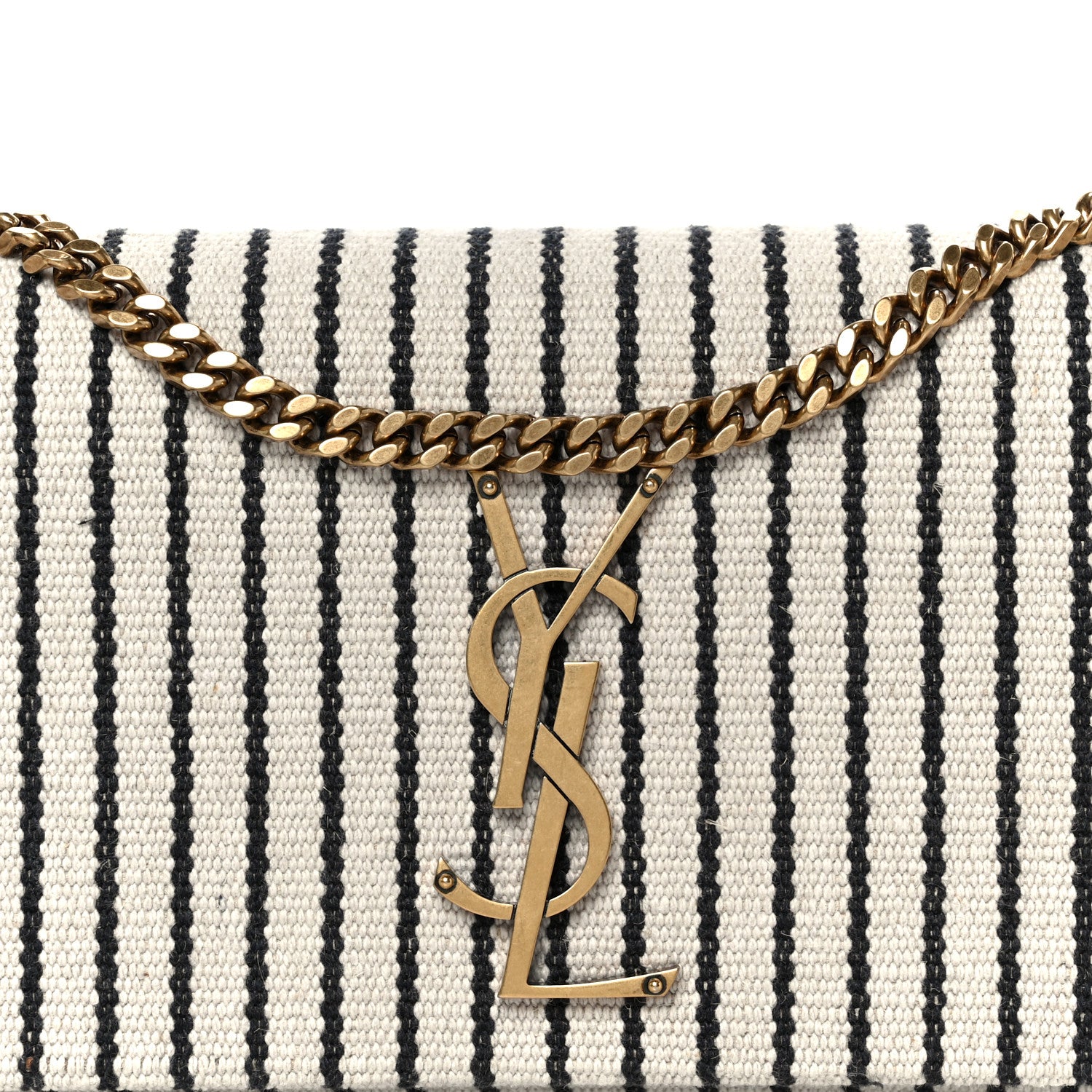 Saint Laurent Canvas Small Striped Kate Satchel Grigio Multicolor 9 of 11