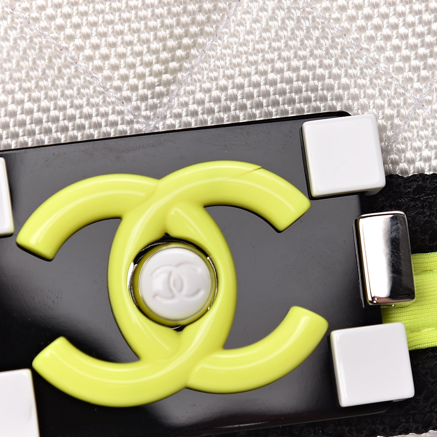 Canvas Quilted Small Fluo Boy Flap White Black Yellow