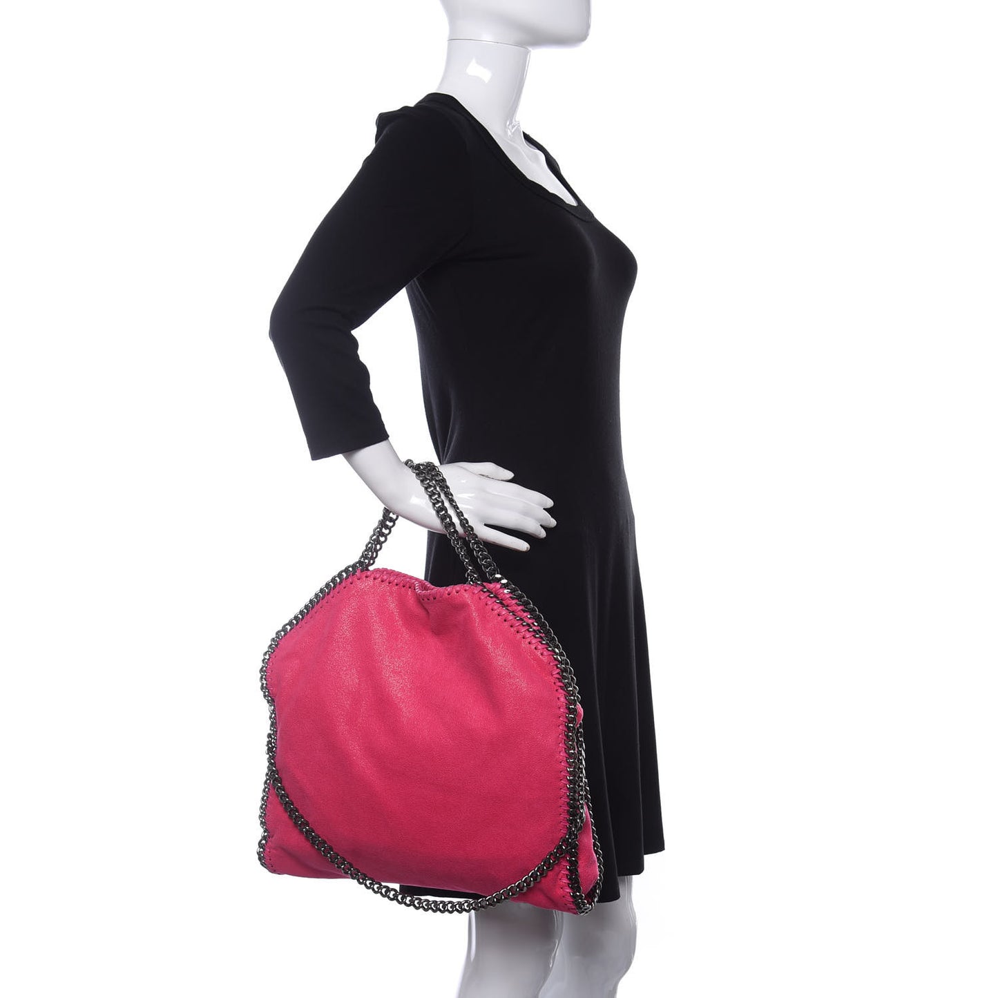 Shaggy Deer Falabella Fold Over Tote Hot Pink