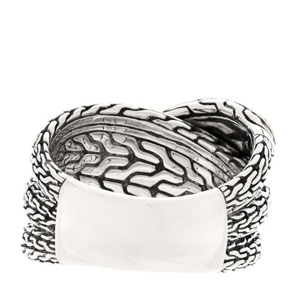John Hardy Sterling Silver 18K Yellow Gold Classic Chain Hammered Crossover Ring 60 9 3 of 6