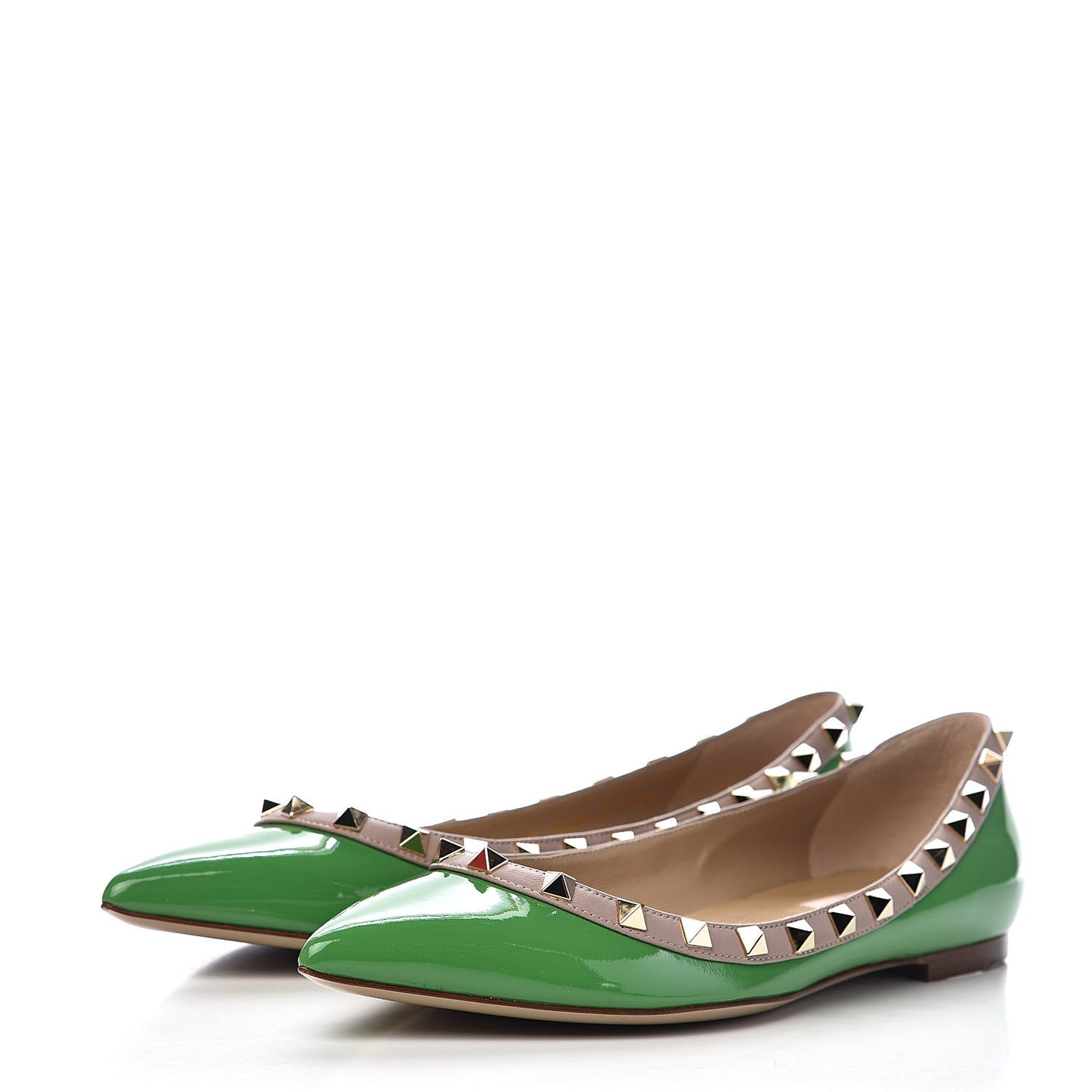 Patent Rockstud Ballerina Flats 38.5 Green Poudre